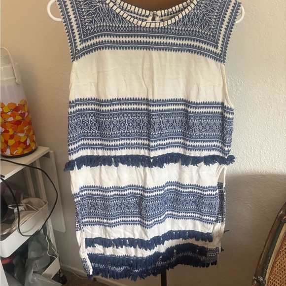 Ecote Tops - Ecote Navy and White Boho Mini Dress